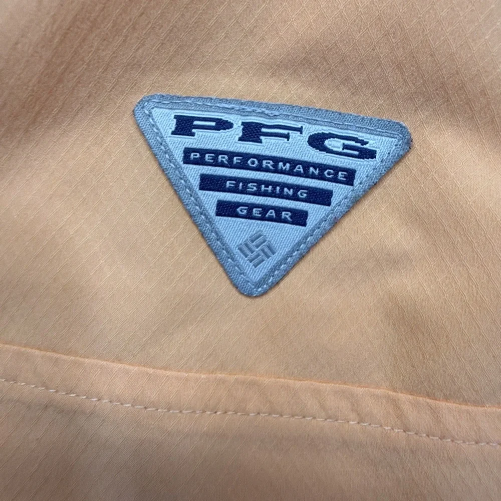 Columbia PFG Outdoor Vented Omni Shade Button Up Shirt Pockets Orange Mens XL - Picture 12 of 16